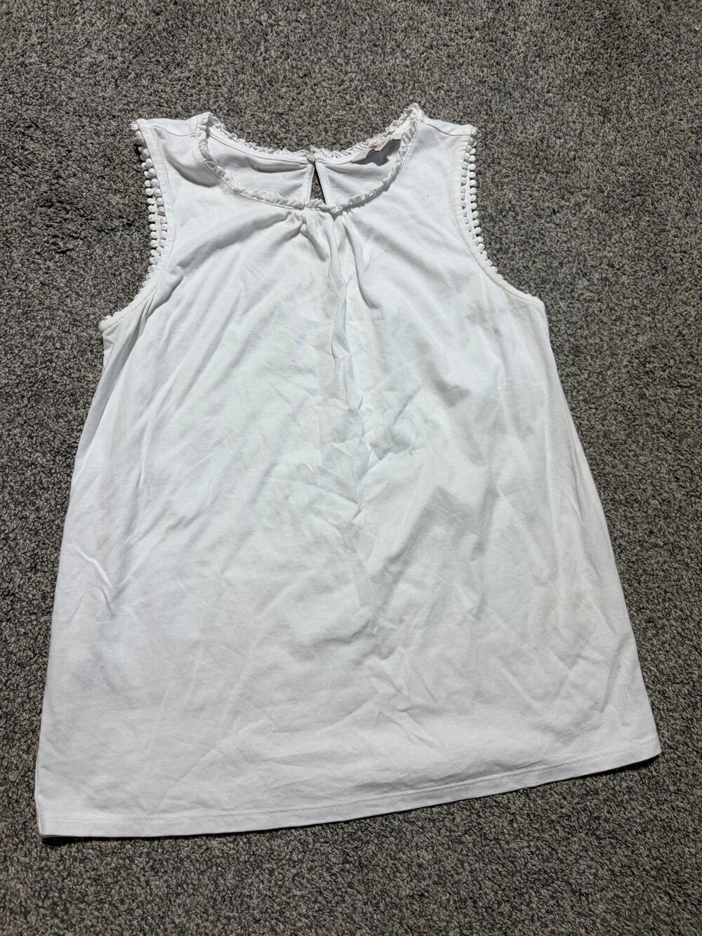 Boden womens size 4 scalloped edge white tank